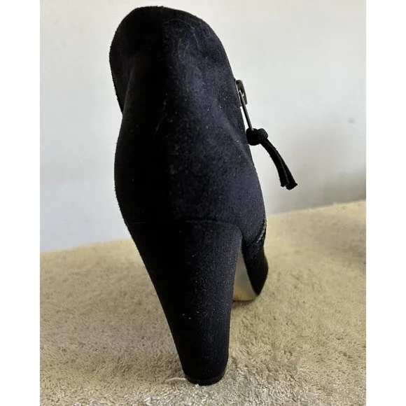 Madden Girl Black Fabric Coated Lopezzz Ankle Booties Boots Zip Size 6M - Picture 8 of 13